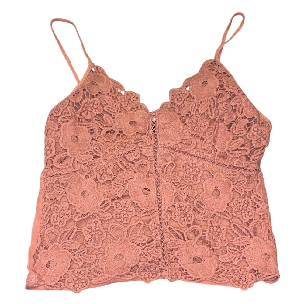 Pink Y2K Lace Camisole Floral M Boho Romantic Cottagecore Balletcore Whimsigoth